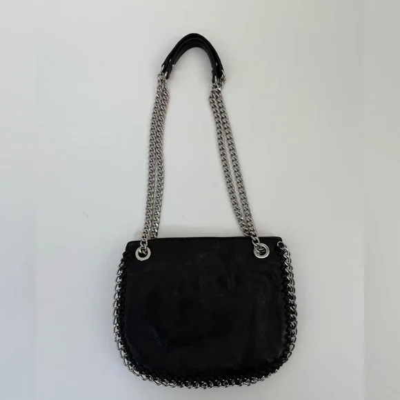 Michael Michael Kors Black Leather Shoulder/Crossbody Chelsea Silver Chain Bag - Picture 4 of 17